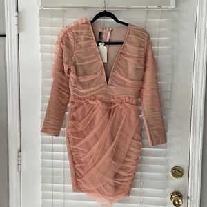 Elegant Pink Midi Dress Sz L